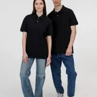 Рубашка поло унисекс Pacific, черная, размер XXL Рубашка поло унисекс Pacific, черная, размер XXL