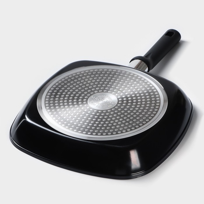Сковорода гриль квадратная Magistro Warrior, 28&times;28 см, антипригарное покрытие, индукция, цвет чёрный