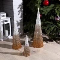 Светодиодная фигура &laquo;Бежевые конусы&raquo; 30, 45, 60 см, текстиль, металл, 220 В, свечение тёплое белое