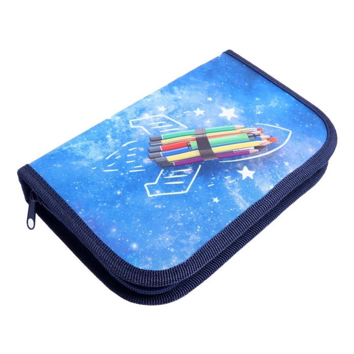 Пенал 1 секция, 130 х 210 х 40 мм, 2 откидные планки, тканевый, Calligrata TOP, Content Пенал 1 секция, 130 х 210 х 40 мм, 2 откидные планки, тканевый, Calligrata TOP, Content "Ракета"