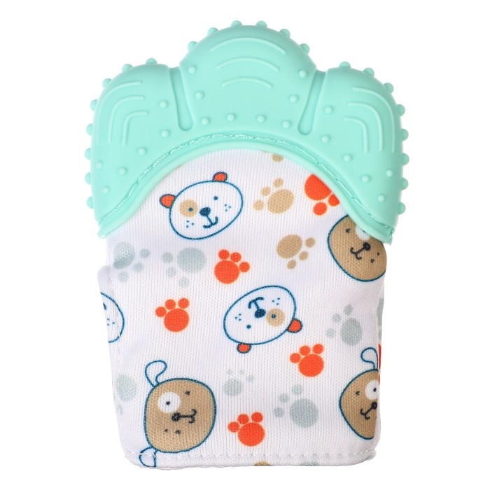 Прорезыватель-рукавичка «Собачки», цвет мятный, Крошка Я Прорезыватель-рукавичка «Собачки», цвет мятный, Крошка Я