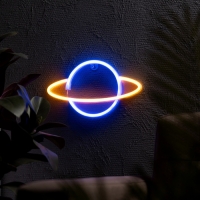 Неоновая вывеска &laquo;Планета&raquo; 30 x 17.5 см, батарейки AAx3 (нет в комплекте) + USB, свечение сине-оранжевое