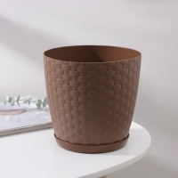 Горшок для цветов с поддоном &laquo;Ротанг&raquo;, 3 л, цвет тёмно-коричневый