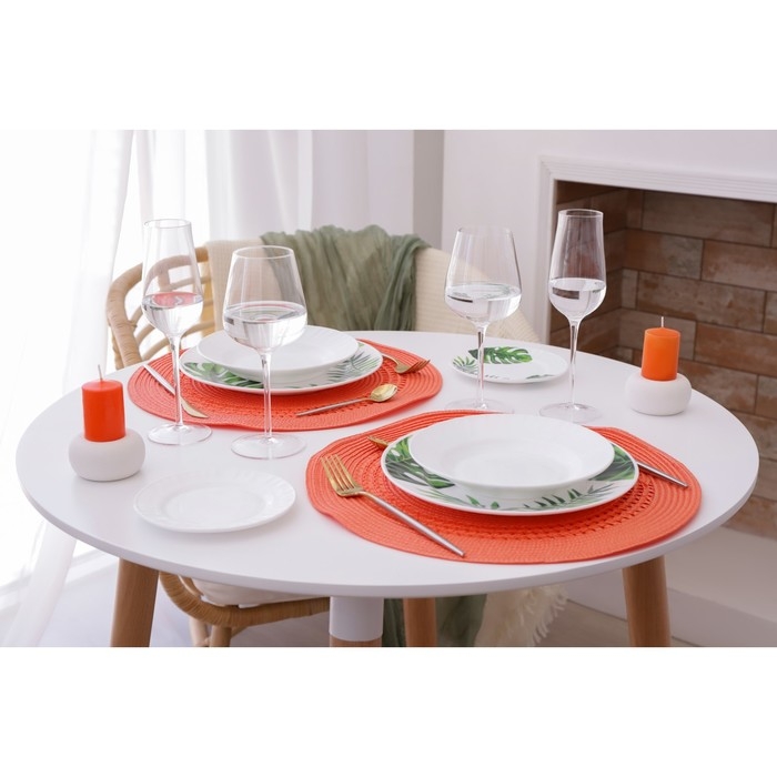 Салфетка сервировочная на стол Доляна &laquo;Оскар&raquo;, d=38 см, цвет оранжевый