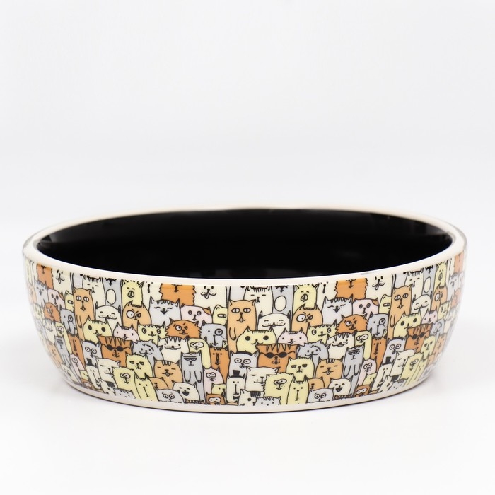 Миска керамическая Миска керамическая "Графичная Собаки" 300мл, 12 х 3,5 см, бежево-черная