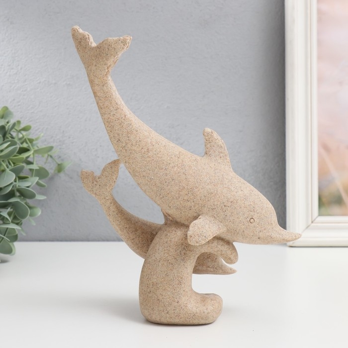 Сувенир полистоун "Два дельфина" песочный 8х19х22 см