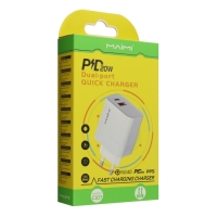 Сетевое зарядное устройство Maimi C107, USB, 3 А, Type-C, 3 А, 20 Вт, PD, белое Сетевое зарядное устройство Maimi C107, USB, 3 А, Type-C, 3 А, 20 Вт, PD, белое