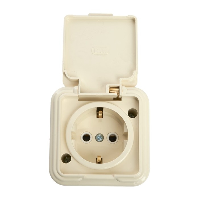 Розетка 1-местная с заземляющим контактом, с крышкой, 250В, 16А, IP44, PST16-21-44 (RA 16-21 1022741