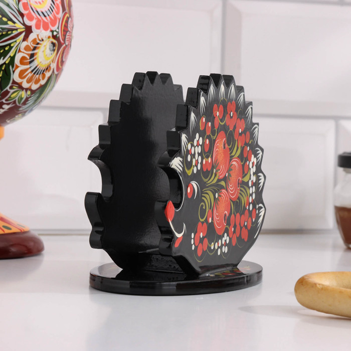 Салфетница &laquo;Ежик&raquo;, 13х10 см, хохлома