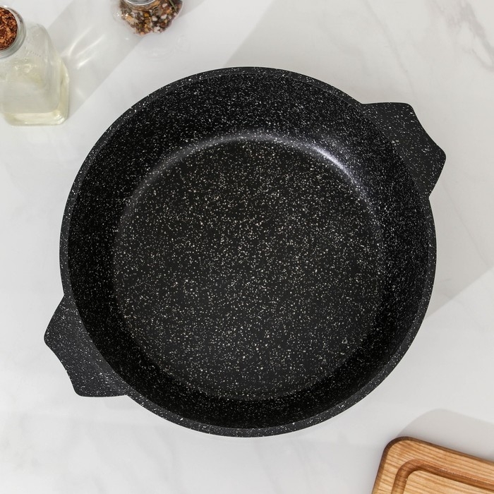 Жаровня &laquo;Гранит Black&raquo; Induction Pro, 4 л, d=28см, стеклянная крышка, антипригарное покрытие, индукция, цвет чёрный