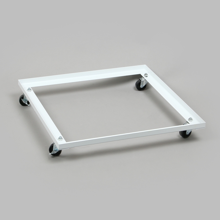 Корзина-накопитель складная, на колесах, 1 полка, 60&times;60&times;80 см, цвет белый