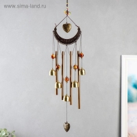 Музыка ветра металл, пластик "Ожерелье и сердце" 4 трубки 5 колокольчиков 54 см Музыка ветра металл, пластик "Ожерелье и сердце" 4 трубки 5 колокольчиков 54 см