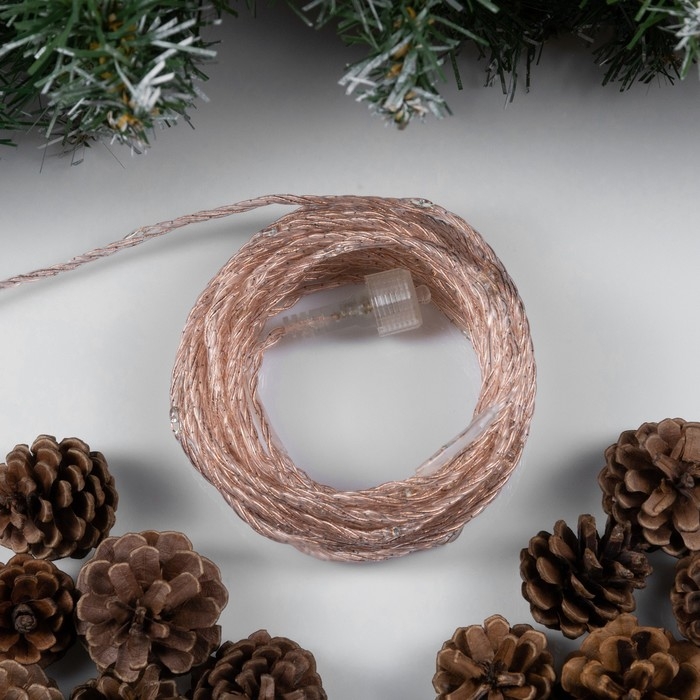 Гирлянда &laquo;Нить&raquo; 10 м роса, IP44, медная нить, 100 LED, свечение синее, мерцание, 220 В