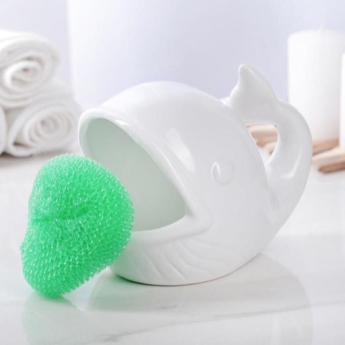 Подставка для губки &laquo;Кит&raquo;, цвет белый