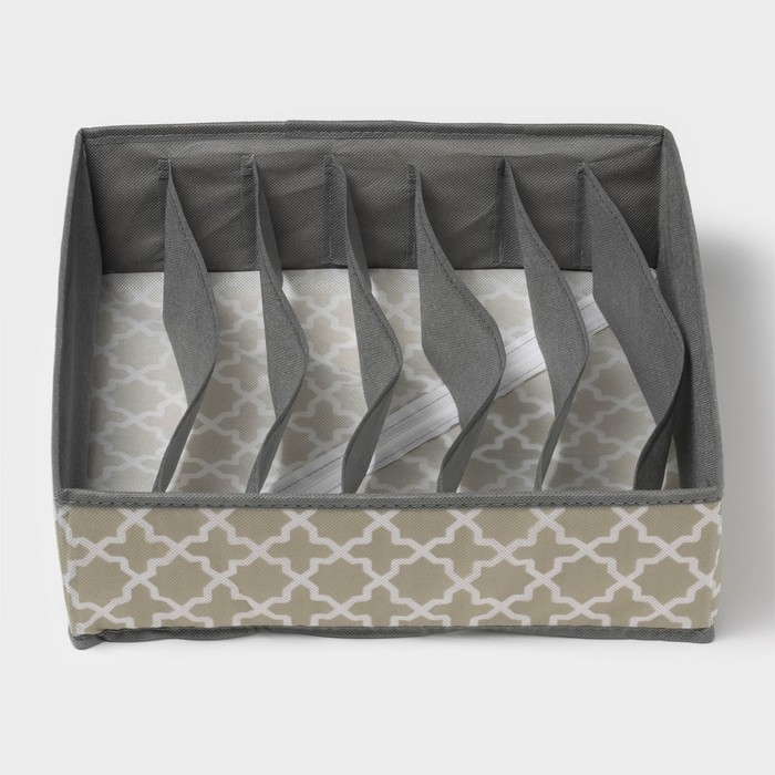 Органайзер для хранения белья «Гранж», 7 ячеек, 33×32×10 см, цвет серый Органайзер для хранения белья «Гранж», 7 ячеек, 33×32×10 см, цвет серый