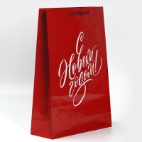 Пакет подарочный новогодний ламинированный &laquo;С НГ&raquo;, L 28 х 38 х 9 см, Новый год