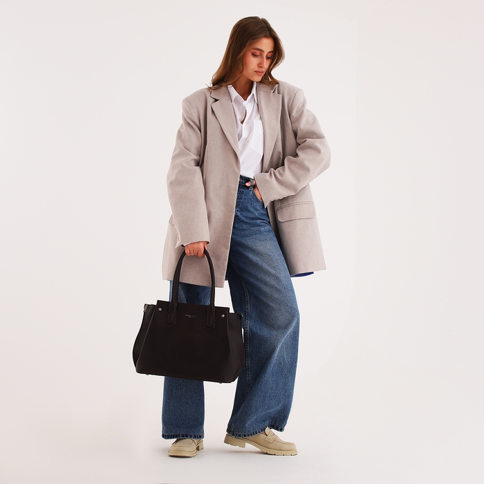 Сумка женская тоут, на молнии, цвет тёмно-коричневый