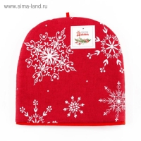 Новый год. Грелка на чайник &laquo;Белые снежинки&raquo; 28х28см, 100% хл., 164г/м2