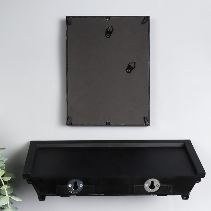 Фоторамка пластик 10х15 см с полкой Фоторамка пластик 10х15 см с полкой "Оливия" чёрная 26х15 см