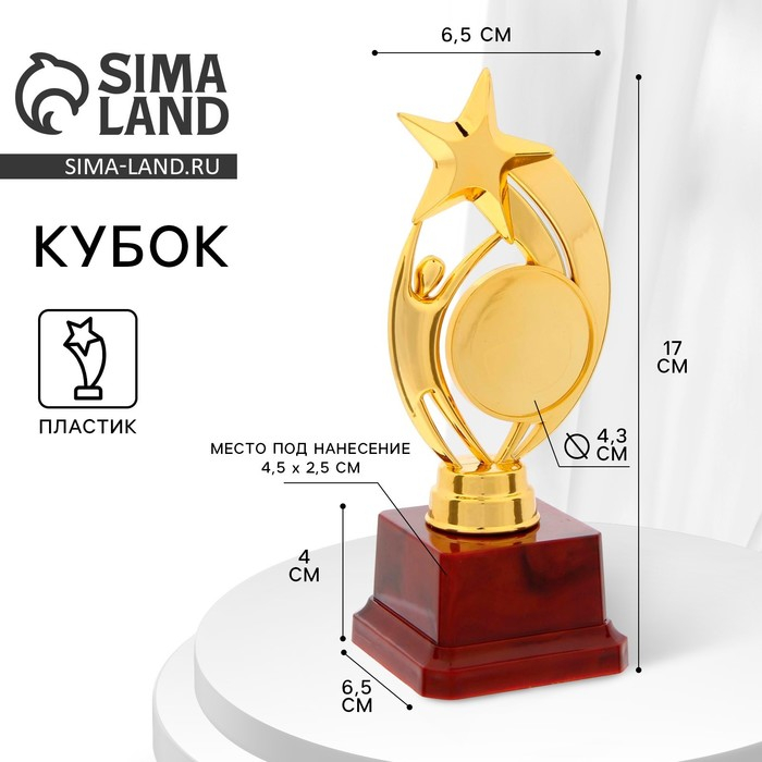 Наградная фигура «Человек со звездой», золото, подставка пластик красная, 17 х 6,5 х 6,5 см. Наградная фигура «Человек со звездой», золото, подставка пластик красная, 17 х 6,5 х 6,5 см.