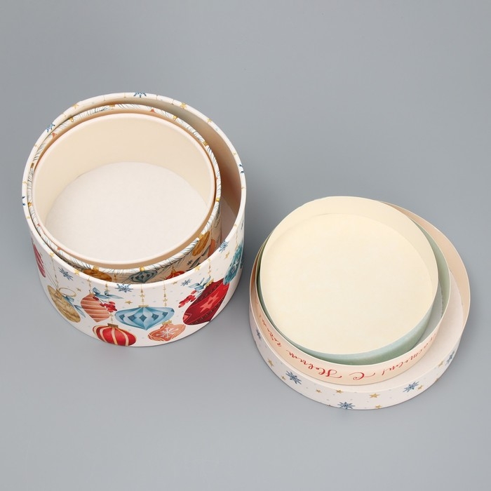 Набор шляпных коробок 3 в 1 &laquo;Яркого Нового года&raquo;, 16 х 10, 14 х 9, 13 х 8,5 см, Новый год