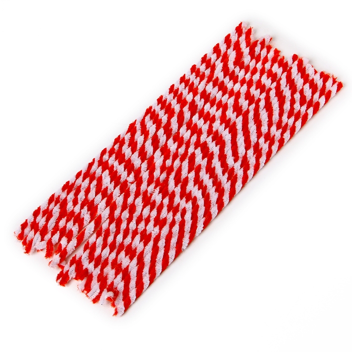 Проволока синельная двухцветная, набор 50 шт., белый и красный цвет