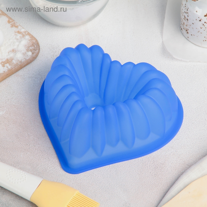 Форма для выпечки Доляна &laquo;Сердце. Немецкий кекс&raquo;, силикон, 17&times;17 см, цвет МИКС