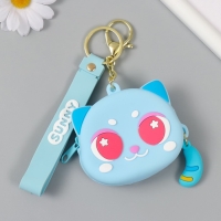 Брелок кошелёк с карабином, ремешком силикон "Котёнок лунный" 3,2х8,3х7,3 см Брелок кошелёк с карабином, ремешком силикон "Котёнок лунный" 3,2х8,3х7,3 см