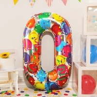 Шар фольгированный 40" &laquo;Цифра 0&raquo;, яркие шары
