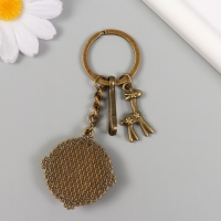 Брелок металл, стекло с карабином "Жирафик и цветы в медальоне" бронза 9,5 см Брелок металл, стекло с карабином "Жирафик и цветы в медальоне" бронза 9,5 см