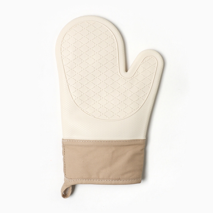 Варежка Доляна, цв.молочный, 18х33 см, 100% п/э, силикон