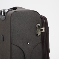 Чемодан большой 95 л (L), отдел на молнии, с расширением, кодовый замок, 3 колеса, 2 наружных кармана, цвет коричневый Чемодан большой 95 л (L), отдел на молнии, с расширением, кодовый замок, 3 колеса, 2 наружных кармана, цвет коричневый