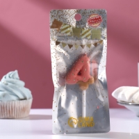 Свеча в торт "Клубничная глазурь", цифра "4", розовая, 3,8 см Свеча в торт "Клубничная глазурь", цифра "4", розовая, 3,8 см