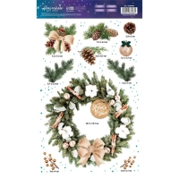 Наклейки новогодние на окна, виниловые &laquo;Новогодний венок&raquo;, многоразовые, 20 х 34 см, Новый год