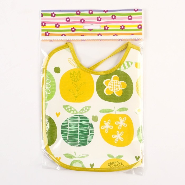 Нагрудник из нетканого полотна с ПВХ покрытием «Яблоки», цвет зеленый, р-р. 20х22см Нагрудник из нетканого полотна с ПВХ покрытием «Яблоки», цвет зеленый, р-р. 20х22см