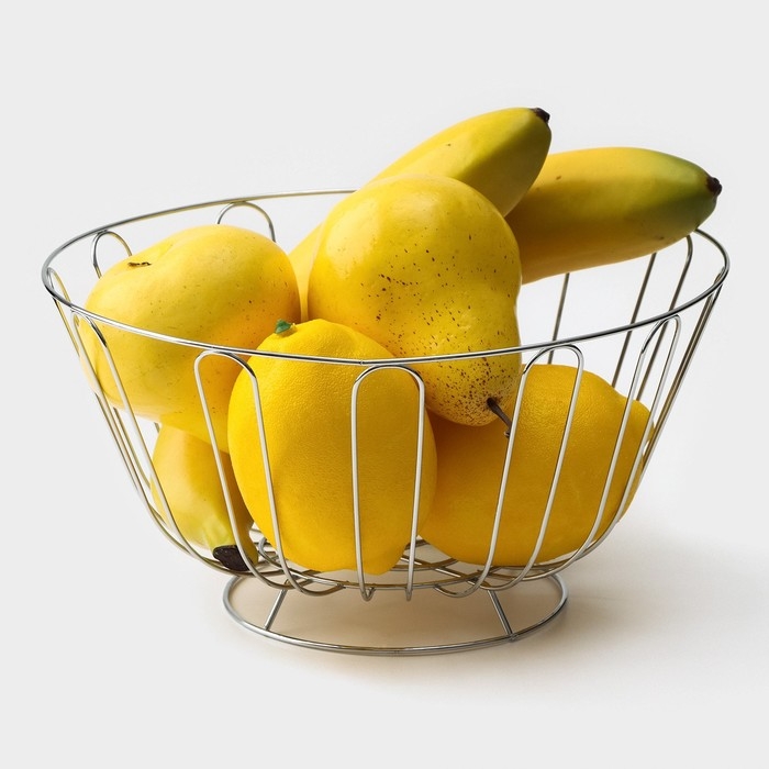 Фруктовница Доляна, 23&times;23&times;11 см, цвет хром