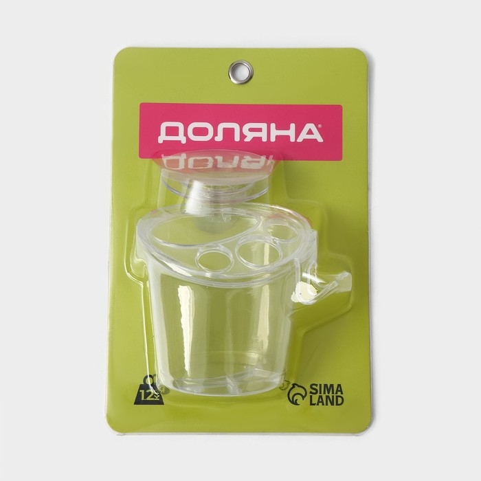 Держатель для зубных щёток и пасты на липучке Доляна, 12,5×11,5×11 см, цвет прозрачный Держатель для зубных щёток и пасты на липучке Доляна, 12,5×11,5×11 см, цвет прозрачный