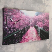 Часы-картина настенные, на холсте, серия: Город, "Сиреневая листва на мосту" 40х76 см Часы-картина настенные, на холсте, серия: Город, "Сиреневая листва на мосту" 40х76 см