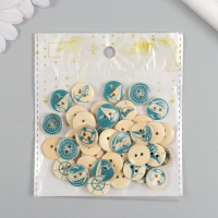 Пуговицы дерево для творчества 2 прокола "Морской прибой" набор 40 шт 1,5х1,5х0,4 см