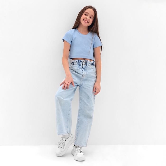 Футболка для девочки MINAKU, цвет голубой, рост 140 см
