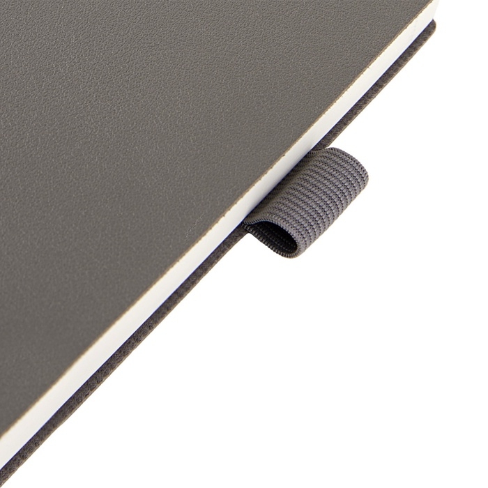 Ежедневник недатированный А5, 128 листов GRAND, интегральная обложка из искусственной кожи, ляссе, кремовый блок 70 г/м2, темно-серый