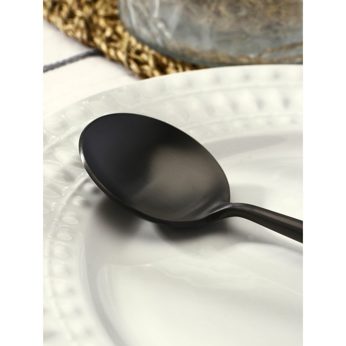 Ложка столовая из нержавеющей стали Magistro «Фолк», длина 21 см, цвет чёрный Ложка столовая из нержавеющей стали Magistro «Фолк», длина 21 см, цвет чёрный