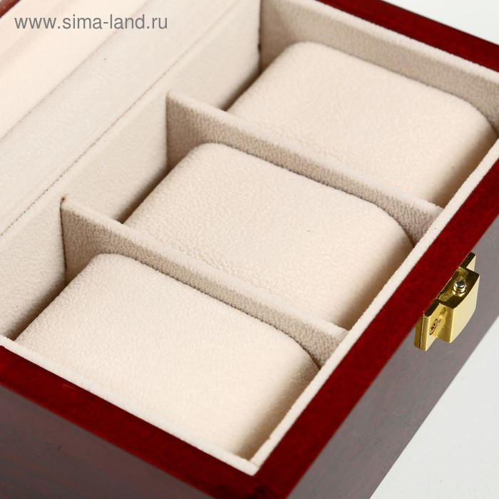 Шкатулка дерево под часы 3 отделения Шкатулка дерево под часы 3 отделения "Красно-коричневая" лак 8х16,5х11 см