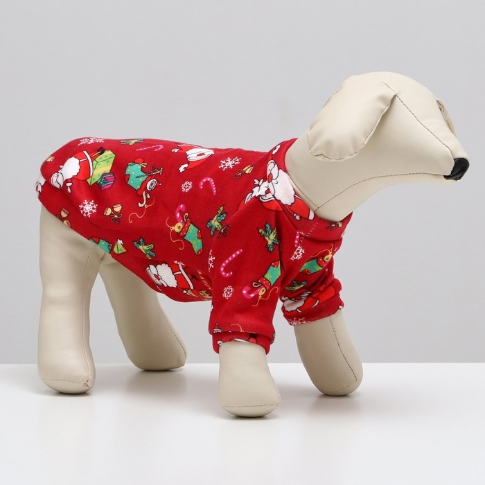 Новый год. Кофта новогодняя для животных Новый год. Кофта новогодняя для животных "Подарки", размер M, красный (ДС 30, ОШ 26, ОГ 38 см)