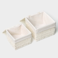 Набор интерьерных корзин ручной работы с крышкой LaDо́m, 2 шт, размер: 20&times;20&times;15 см, 25&times;25&times;18 см