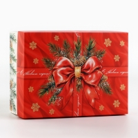 Коробка подарочная новогодняя складная &laquo;С новым годом&raquo;, бант, 21 х 15 х 7 см, Новый год