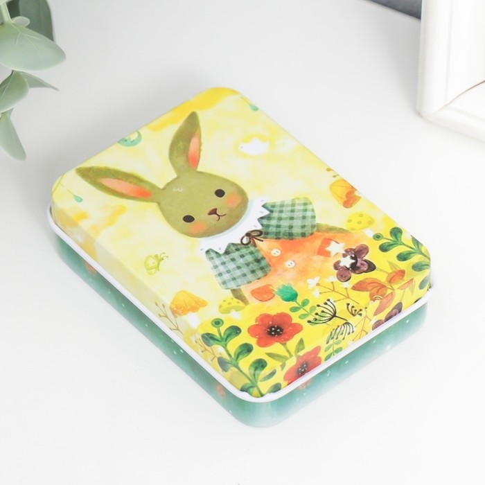 Шкатулка металл прямоугольная Шкатулка металл прямоугольная "Зайка" 2,7х9х6,5 см