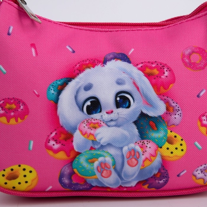 Сумка детская, текстильная, &laquo;Зайка и пончики&raquo; 4 см х 17 см х 13 см