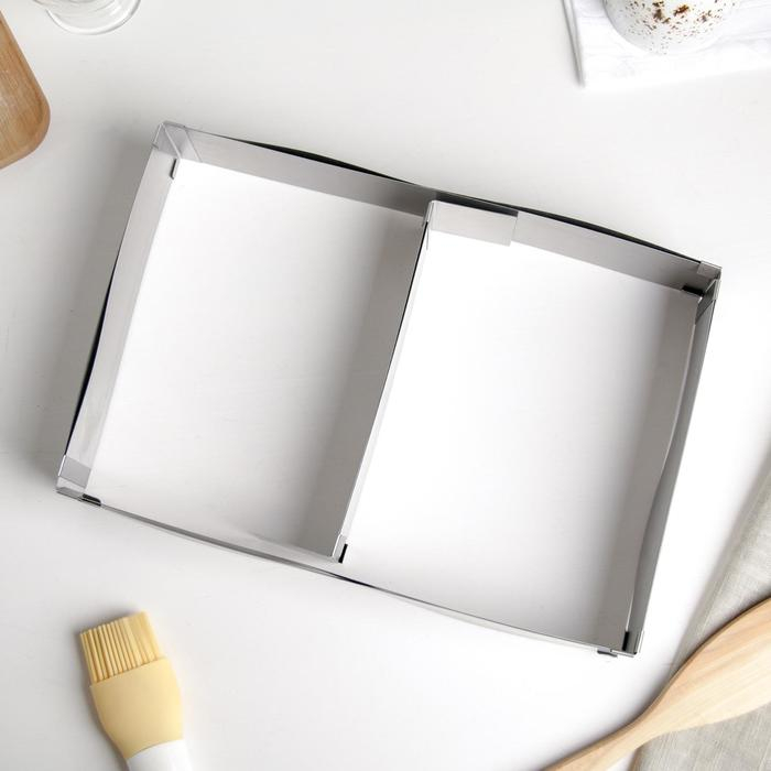 Форма для выкладки и выпечки с регулировкой размера, 18,5×28 - 34×54 см, высота 5 см, цвет серебристый Форма для выкладки и выпечки с регулировкой размера, 18,5×28 - 34×54 см, высота 5 см, цвет серебристый