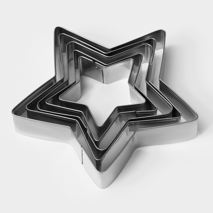 Набор форм для печенья новогодний Доляна &laquo;Звёздочка&raquo;, 5 шт, цвет серебристый